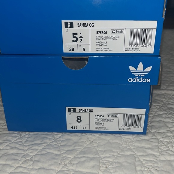 Adidas Original Men’s Samba OG Sneaker White/Black/Granite Size 8 and 5 1/2 - Picture 15 of 16